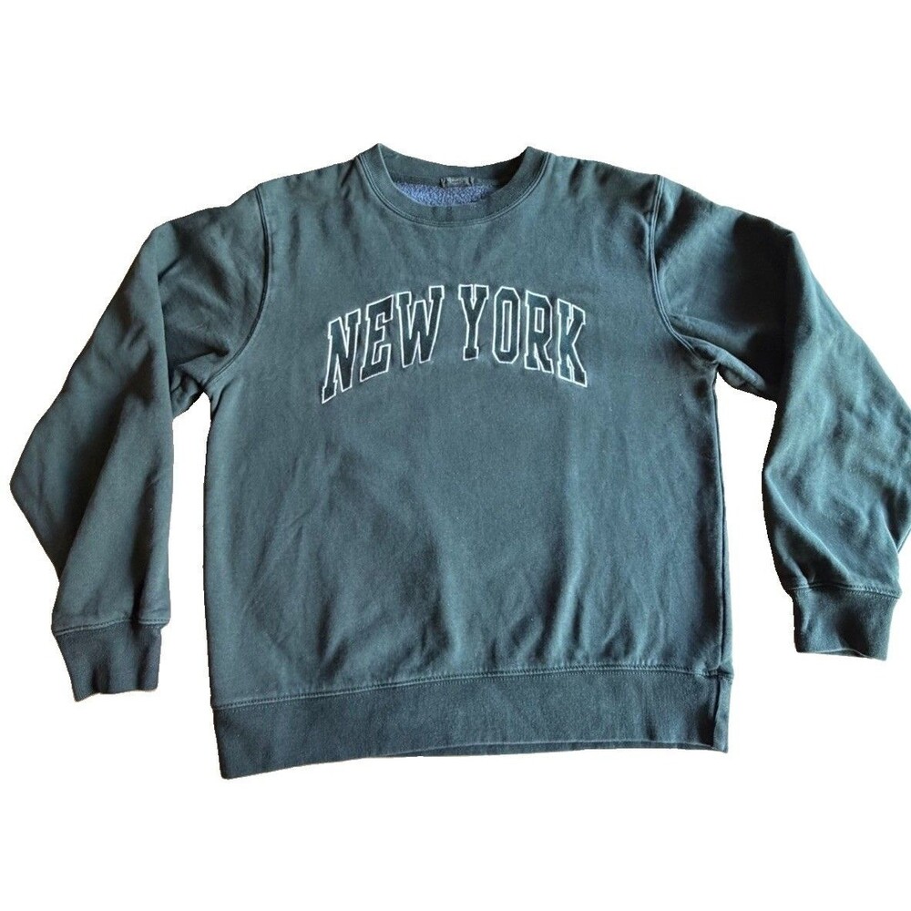 John Galt Brandy Melville Dk Green Crew Sweatshirt•New York•Embroidered One Size